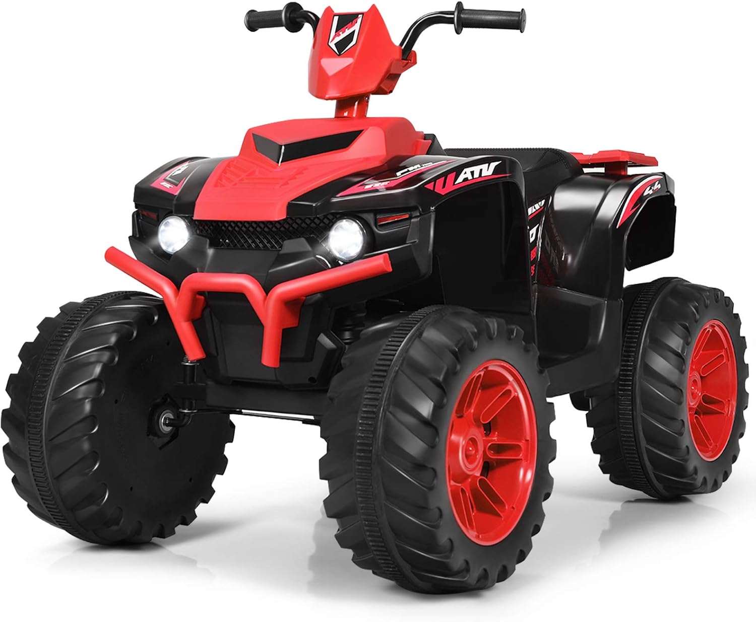 Costzon Kids ATV, 12V Battery Powered Electric Vehicle w/LED Lights, High & Low Speed, Horn, Music, USB, Treaded Tires, Ride on Car 4 Wheeler Quad for Boys & Girls Gift, Ride on ATV (Red)