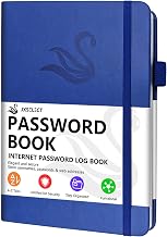 Elegant Password Book with Alphabetical Tabs - Hardcover Password Book for Internet Website Address Login - 5.2" x 7.6" Password Keeper and Organizer w/Notes Section & Back Pocket(Royal Blue)