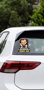 Arabada Bebek Var Oto Sticker, Araba Cam  i in Bebek Uyar   kartmas , Renkli Karikat r Tasar m