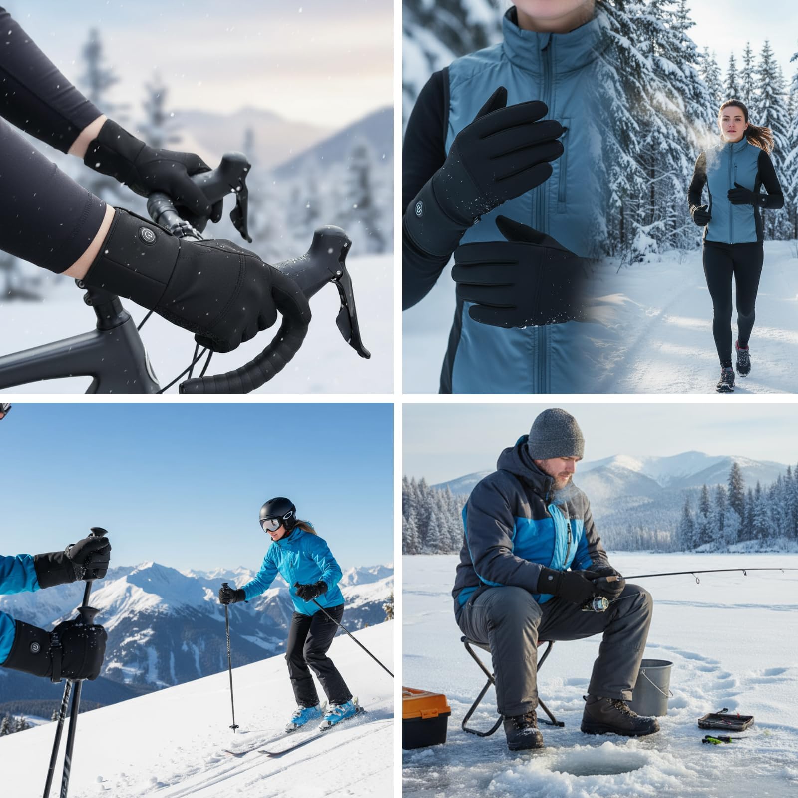 Forros Guantes Calefactables Finos para Hombre y Mujer Recargables, Batería 7.4V de Calentamiento Rápido, 3 Modos de Calor (40-65℃) y Táctil para Trabajo al Aire Libre, Deportes de Invierno
