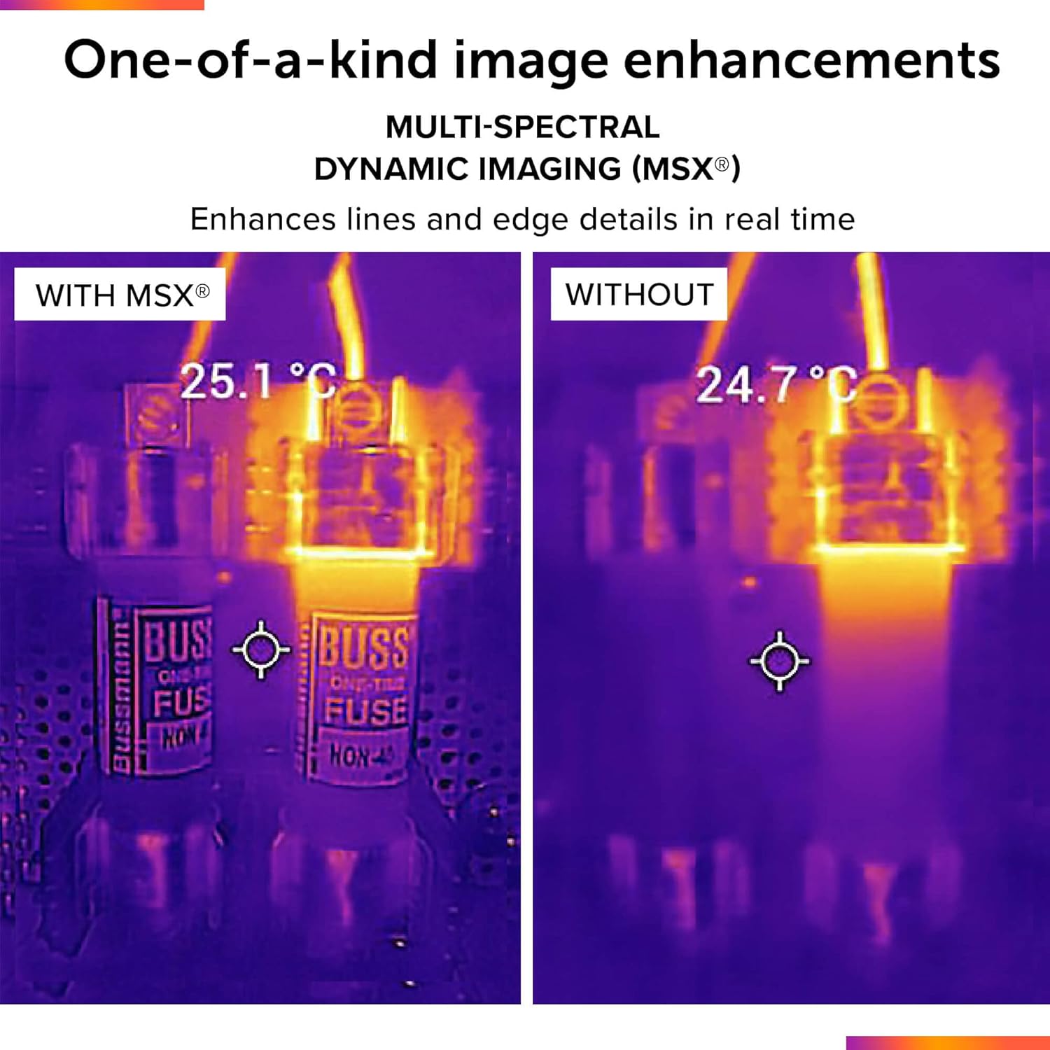 Comparison of thermal images with and without MSX technology