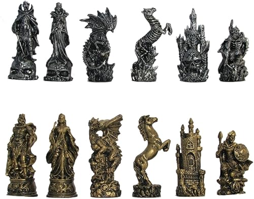 Miniatura 2 de Juego de ajedrez 3D Fantasy Good Vs. Evil de 17", tono bronce y plateado