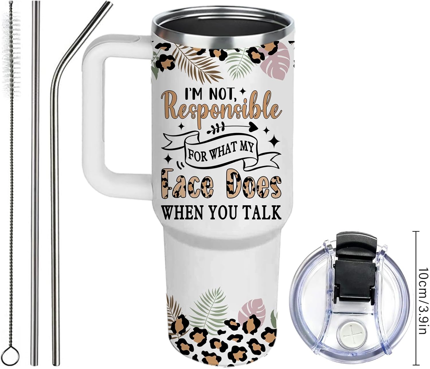 40 oz Funny Tumbler Adult Humor | I'm Not Responsible for What My Face Does When You Talk | Sarcastic Sayings Coffee Cups | Office Work Mug for Coworker Boss | Great Gag Gift For Women Men - Image 9