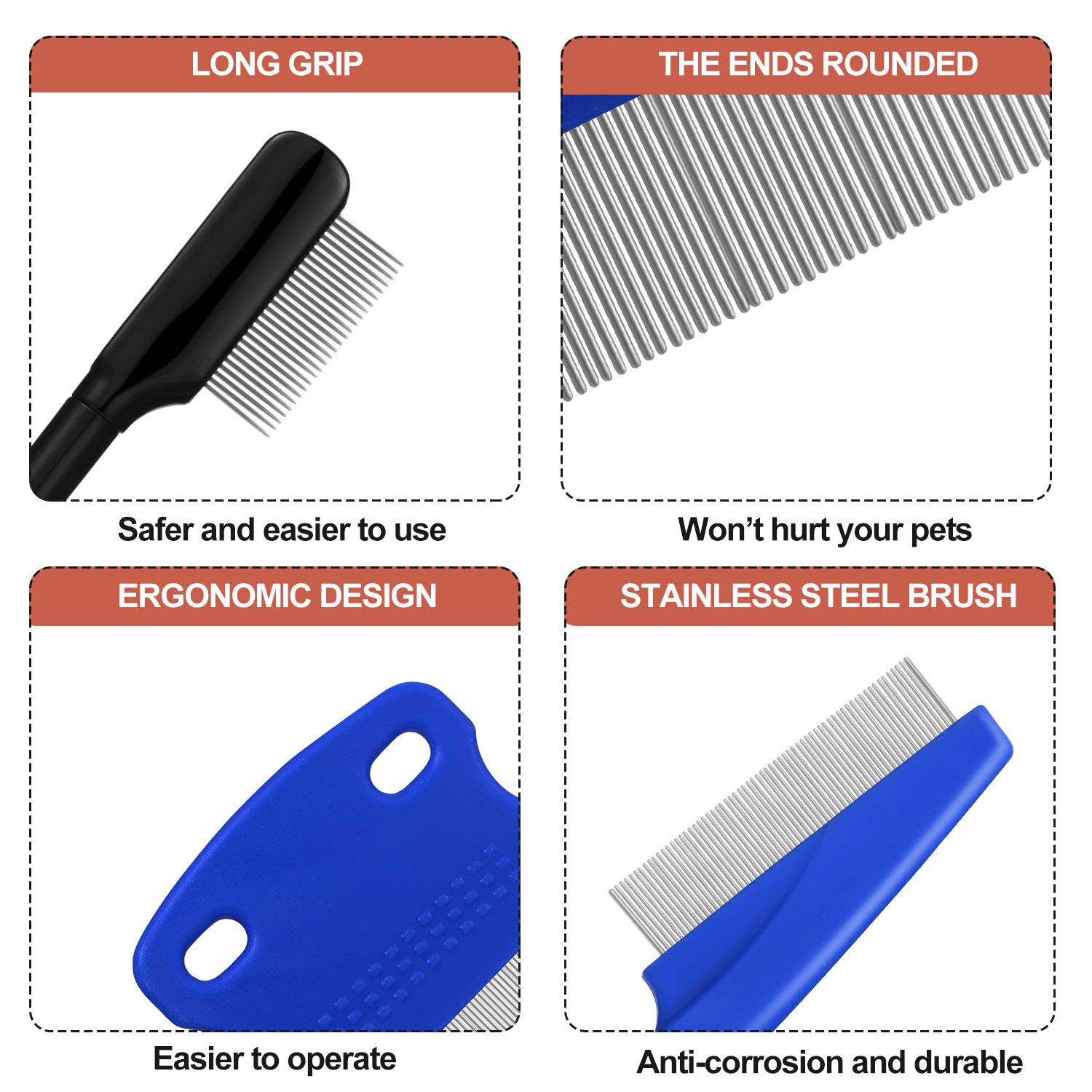 5 Pieces Dog Flea Combs Dog Eye Stain Remover Combs Pets Grooming Comb Dog Tear Stain Comb for Dogs Gently Removing Eye Mucus and Crust : Pet Supplies