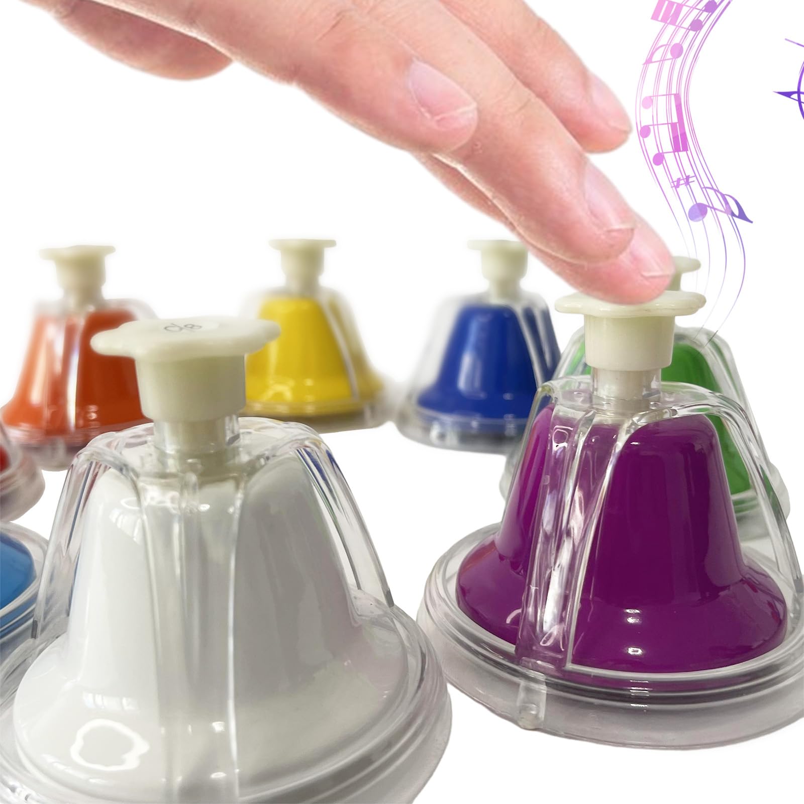 8 campanelle a mano in metallo arcobaleno – bordi lisci per musica da scrivania campane strumento a percussione