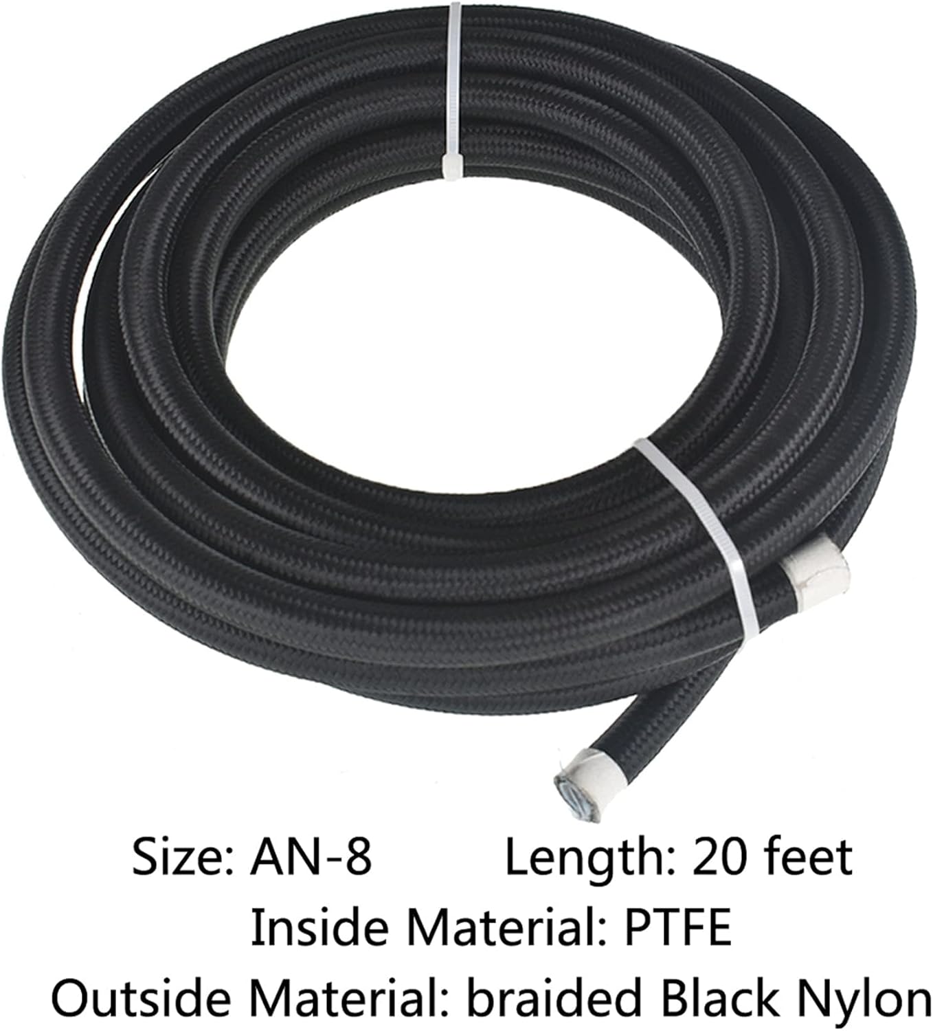 labwork 8AN Black Nylon PTFE (Teflon) Fuel Line Hose Kit 20 Feet Ethanol E85 Oil Line Hose with 10PCS Swivel Fuel Hose Fitting Adapter Kit