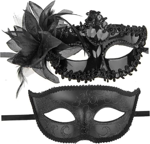 Nuiorfty 2 PCS Masquerade Mask Set for Couples Costume Halloween Party Prom Mask