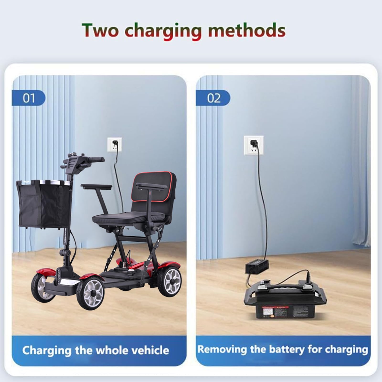 Scooter De Movilidad Eléctrica Plegable,Scooters para Personas Mayores,Scooter De Movilidad De 4 Ruedas,Scooter De Viaje Portátil,Carga 130 Kg/287 Lbs,para Adultos Mayores 20ah
