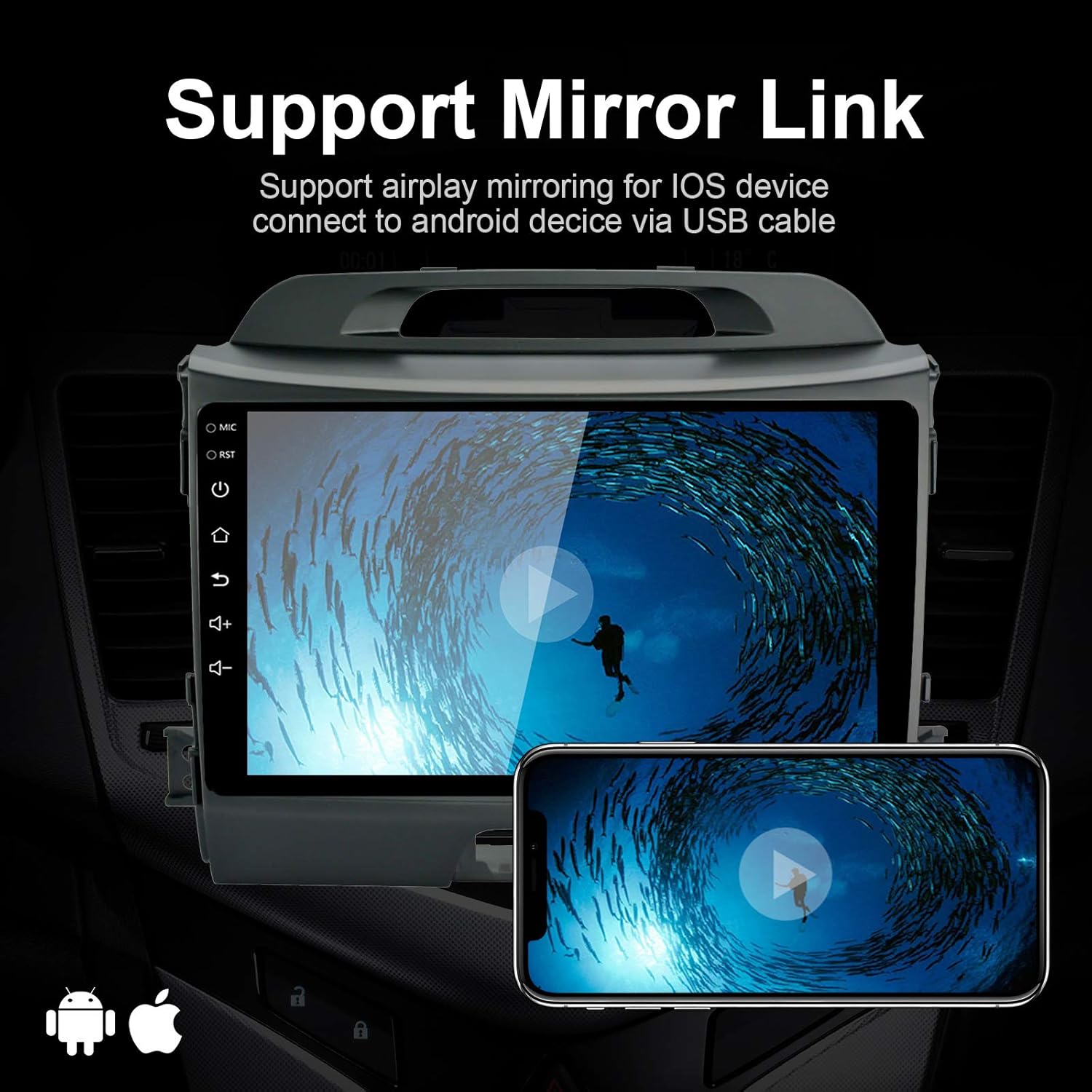 lexxson android 10 1 car radio stereo for 2010 2016 kia sportage 9 inch capacitive touch screen high definition head unit split screen mirror link g