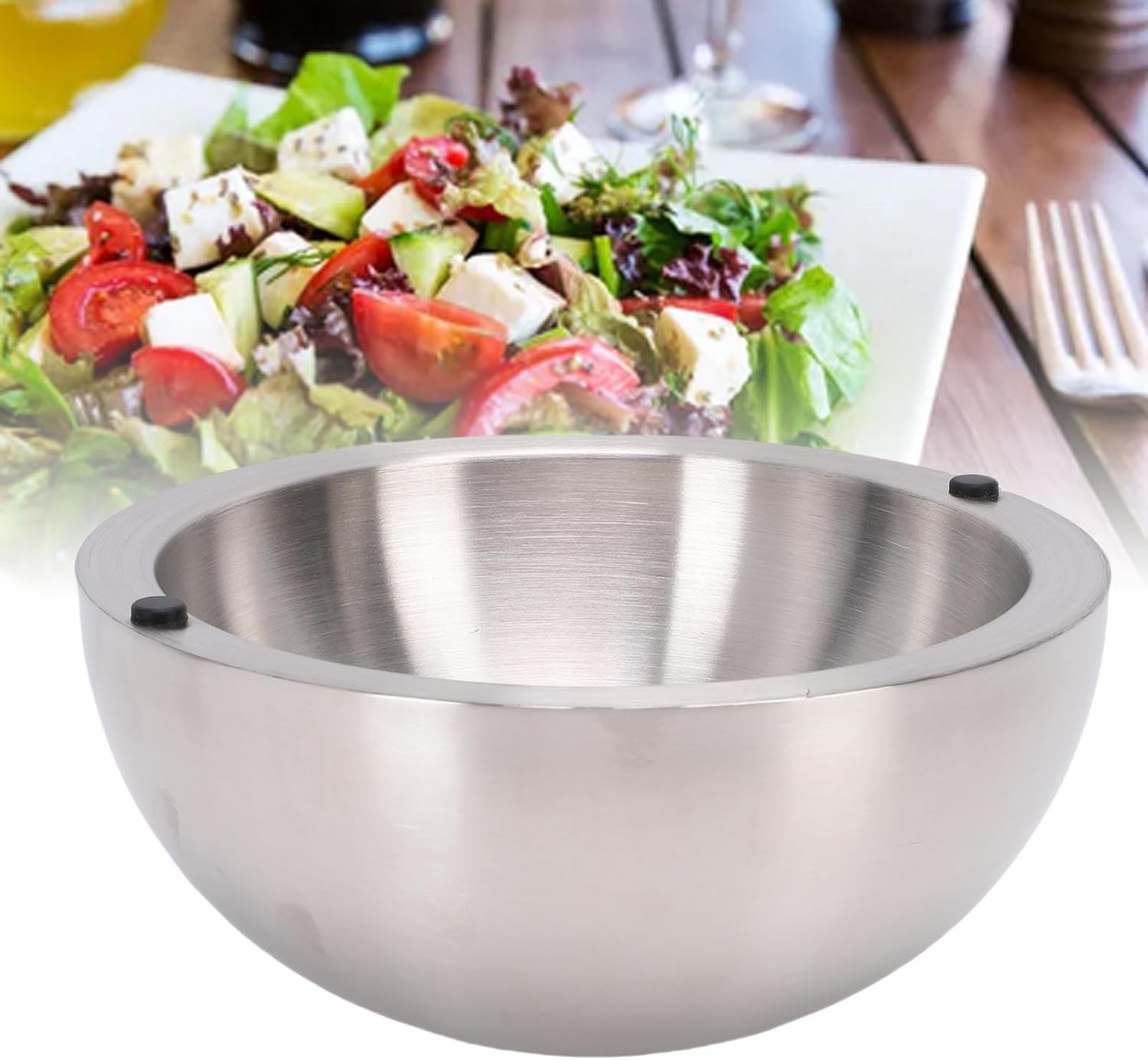304 Stainless Steel Mixing Bowl, Double Layer Insulated Salad Bowl for Kitchen, Restaurant, Food Baking Container, Multiple (L)