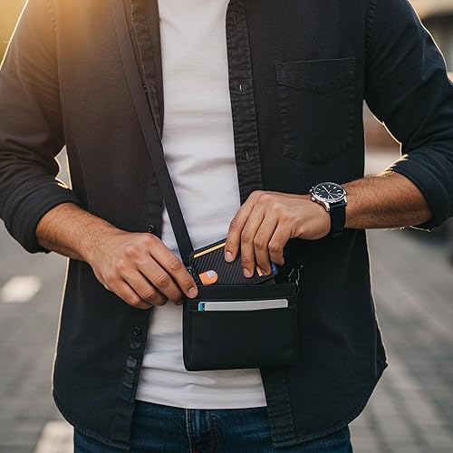 Miniatura 52 de Buffway - Billetera delgada minimalista de cuero con protección RFID para hombre y mujer