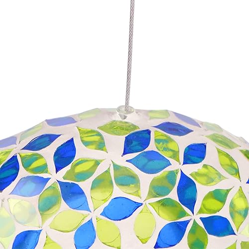 Miniatura 8 de DUSVALLY Comedero para pájaros volar a través de semillas de aves silvestres, mosaico de vidrio de colores para colgar al aire libre, comedero para