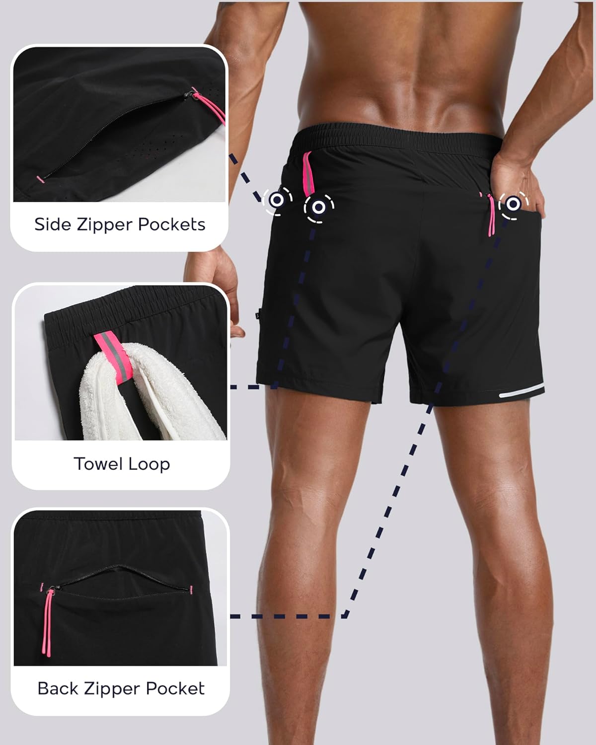 maamgic Men's Athletic Running Shorts with Liner Ultra Lightweight Workout Shorts 5"/ 7" - Image 4