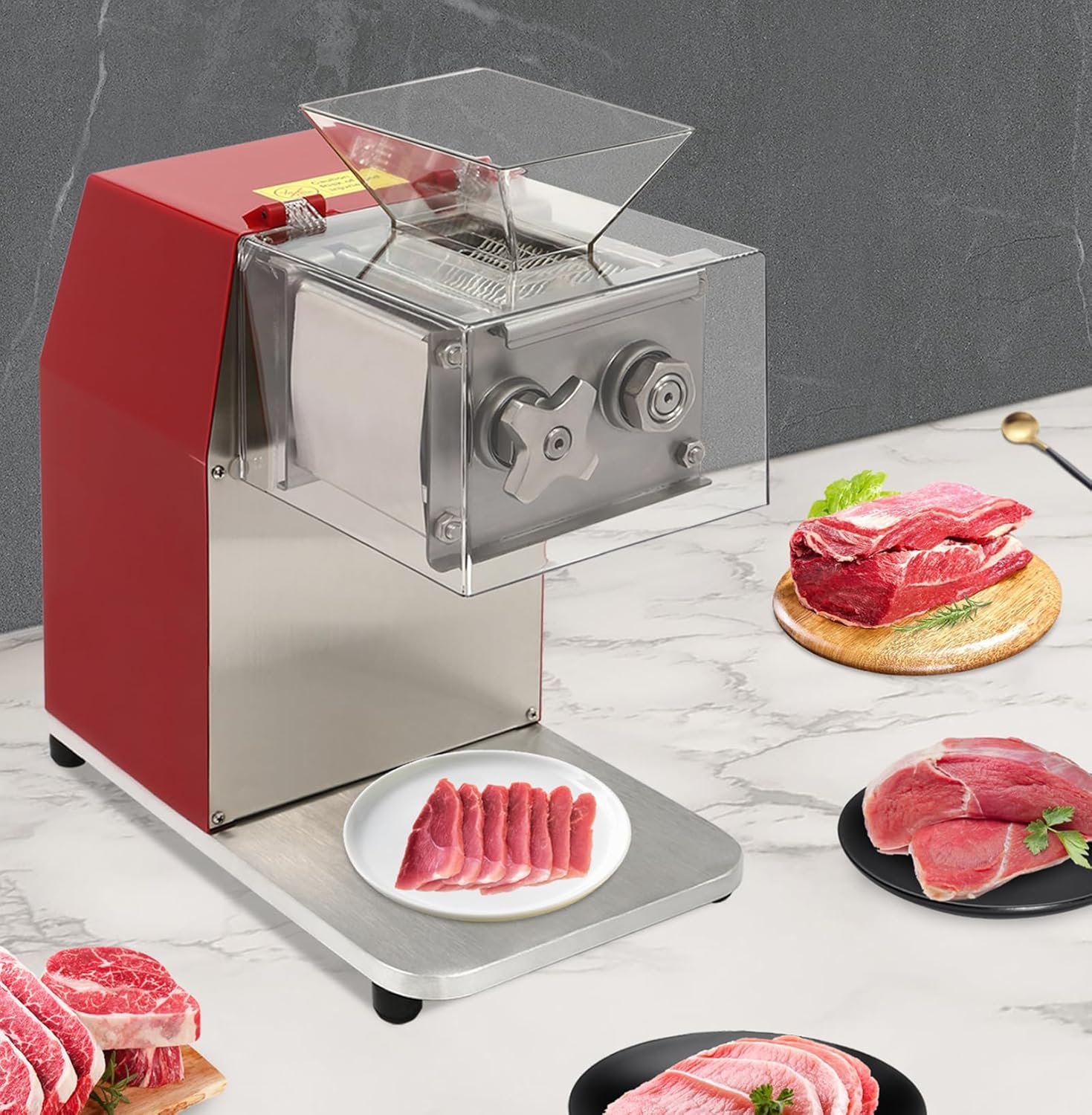 Electric Meat Cutter Machine, Commercial Meat Slicer Machine,1100W Electric Meat Shredder, Stainless Steel Meat Shredder Machines, Red