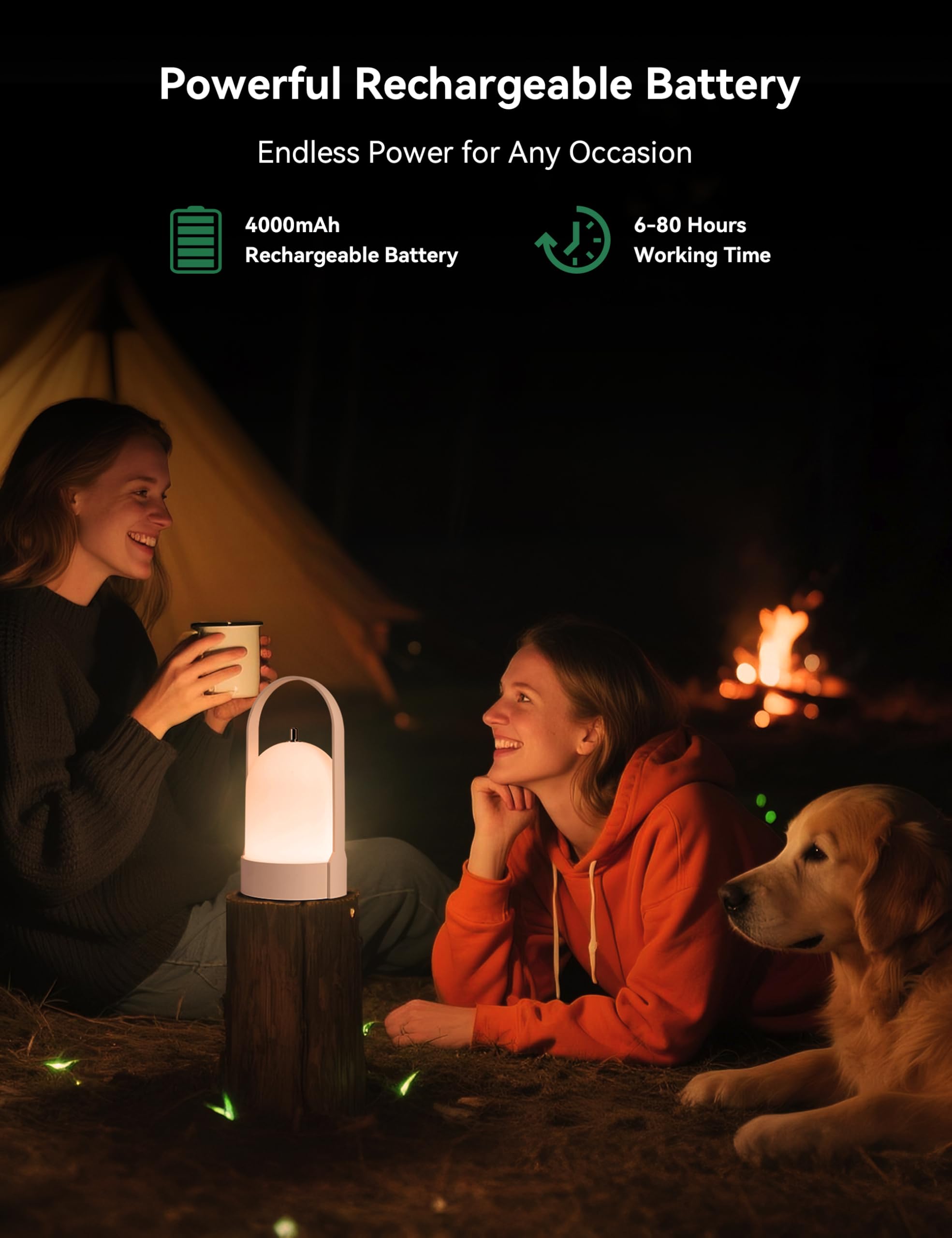 Lámpara portátil, funciona con pilas, recargable, inalámbrica, de 4 niveles, táctil, regulable, lámpara de escritorio, luz nocturna, para camping, hogar, dormitorio, comedor, balcón, patio 2