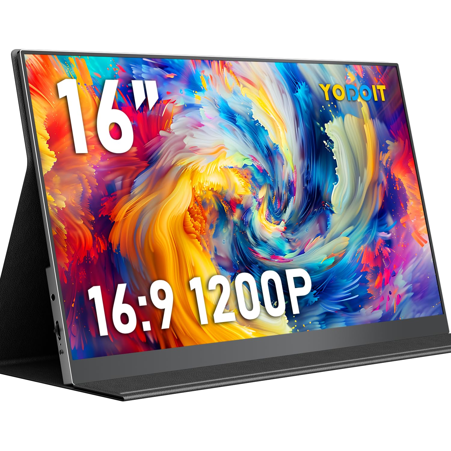Yodoit Monitor Portatile da 16" con schermo FHD 1920×1200, display IPS con porta USB Type C e altoparlanti integrati con Smart Cover Monitor compatibile con PC, laptop, MacBook, Xbox