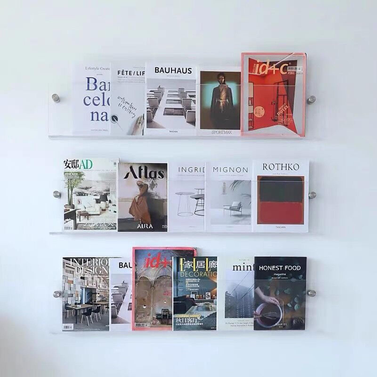 Supporto da Parete in Acrilico per brochure, Porta riviste, libreria Galleggiante, Decorazione da Parete, espositore per Letteratura, portaoggetti per casa, Soggiorno, Ufficio, Trasparente -