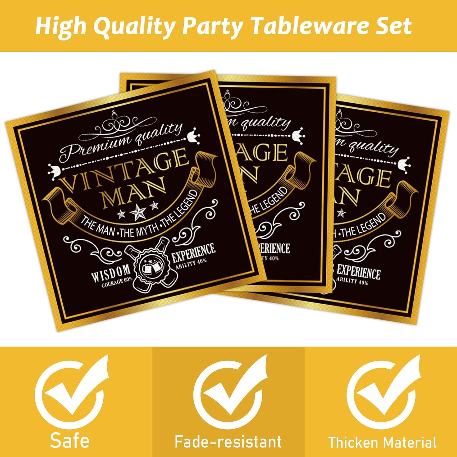 Wiooffen 96 Pcs Vintage 80th Party Tableware Set Back in 1946 80th Theme Birthday Party Table Decoration Supplies Cheers to 80 Years Paper Plate Napkin Fork 24 Guests for Men
