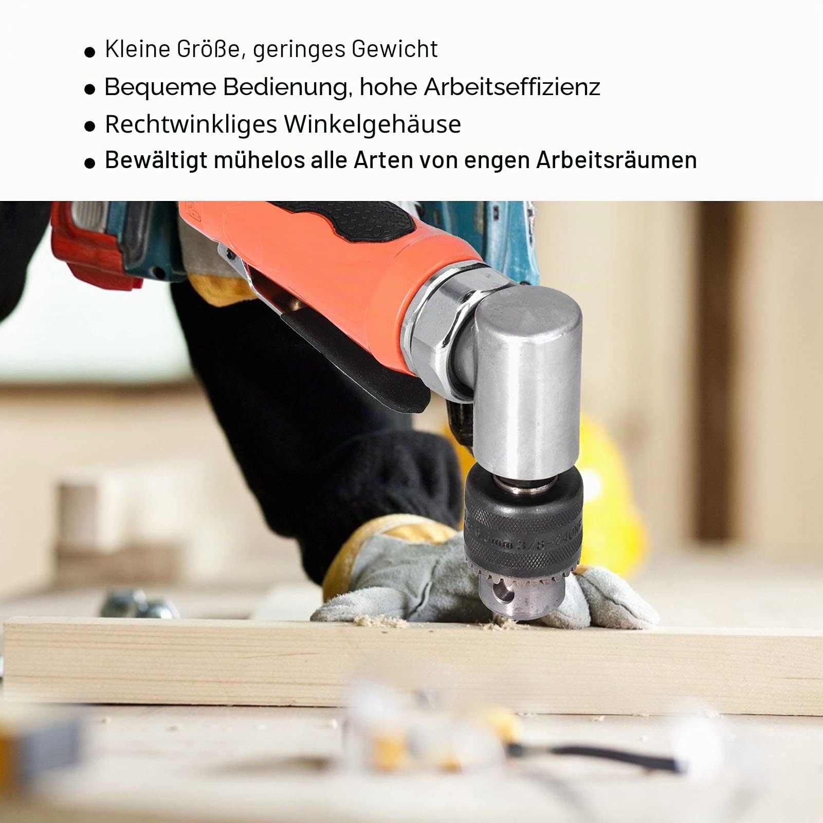 Pneumatischer Bohrer Rechtwinkliger Ellbogen Körpergriff Druckluft Winkelbohrmaschine mit Schraubenschlüssel und Luftdüse Druckluftwinkelschleifer, KP-555L Druckluft Winkelschleifer(Japanese style)