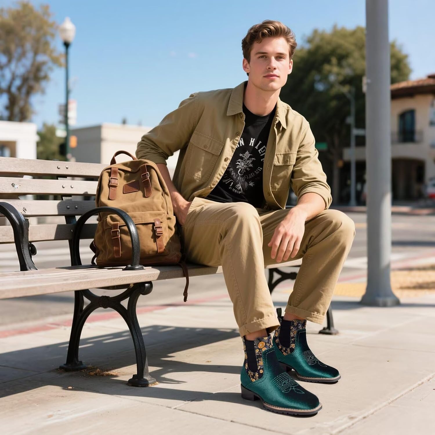 Men's Velvet Printed Chelsea Boots - Slip-On Dress Ankle Boots, Formal & Casual Fashion Footwear - Image 5