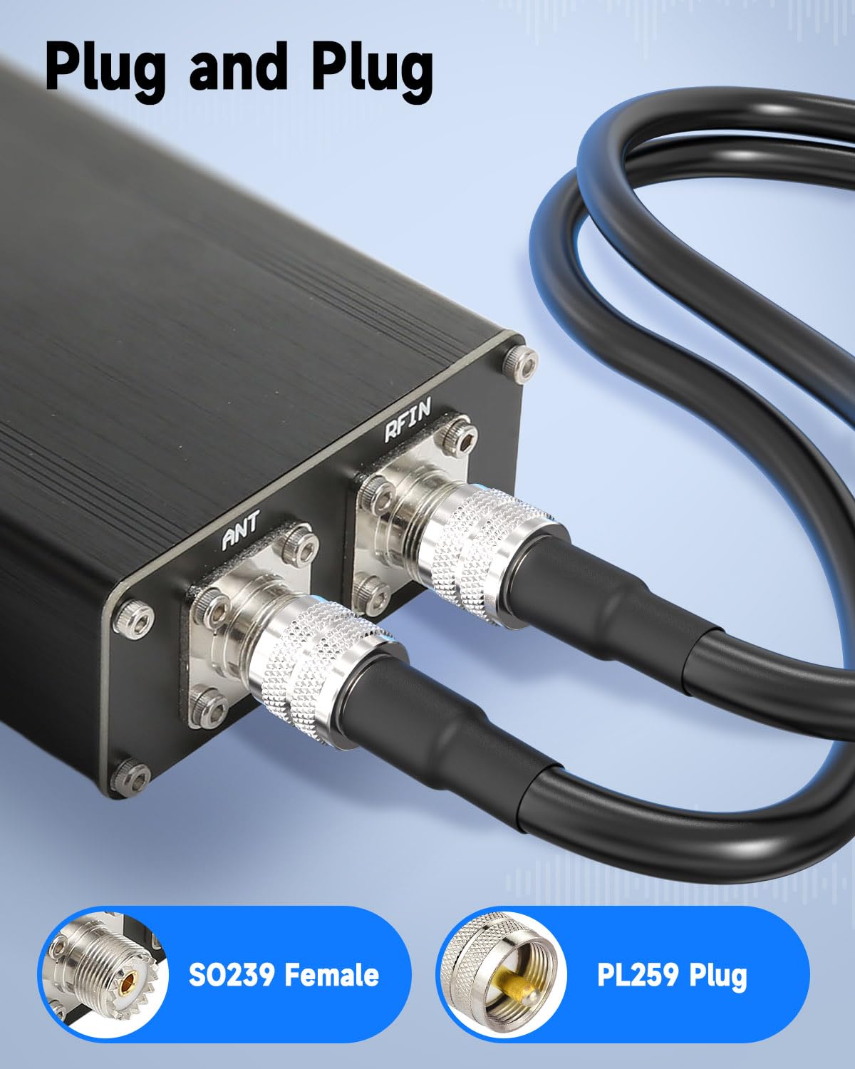 Superbat Cable CB PL259 UHF ALSR400 50 Ohm de 6m, Cable Coaxial Radioaficionado HF Macho a Macho de Pérdida Ultra Baja para Radio VHF, Medidor SWR, Analizador de Antena, Carga Ficticia, Walkie Talkie