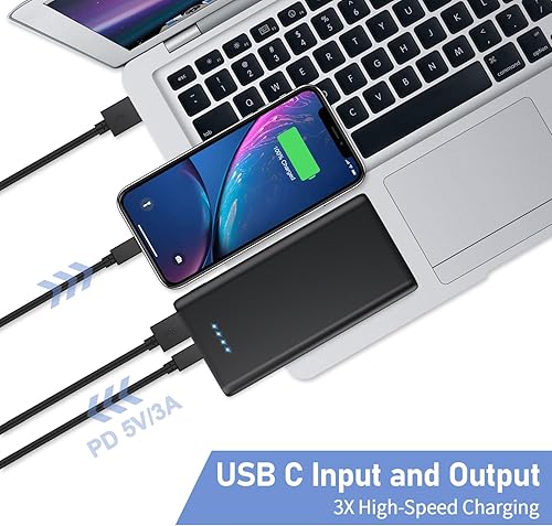 Miniatura 3 de Cargador portátil de 25,800 mAh, 5 V3 A USB C de entrada y salida rápida de teléfono con IC inteligente inteligente, 3 puertos USB, batería externa