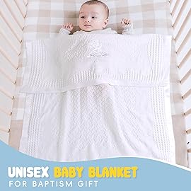 Booulfi Baby Blanket Newborn Boys Girls Satin Trim White Baby Blankets Baptism Christening Baby Shawl Neutral Baby Boy Girl Receiving Blankets .Size 36x50