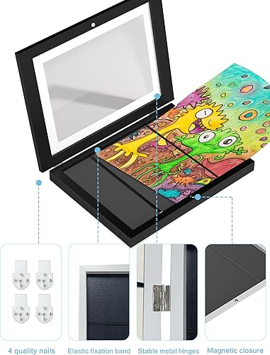Miniatura 6 de Orionstar Marcos de arte para niños, marcos de fotos intercambiables, marcos de exhibición de fotos de apertura frontal de 11.8 x 8.5 pulgadas con