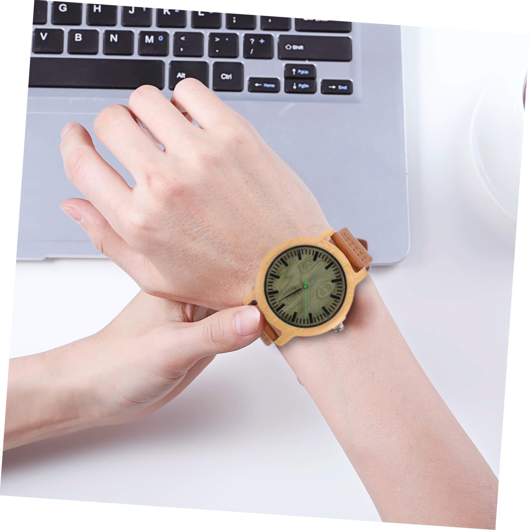 IMIKEYA Orologio da uomo in legno naturale con cinturino in vera pelle, design casual vintage, leggero e resistente, stile elegante per l'uso quotidiano