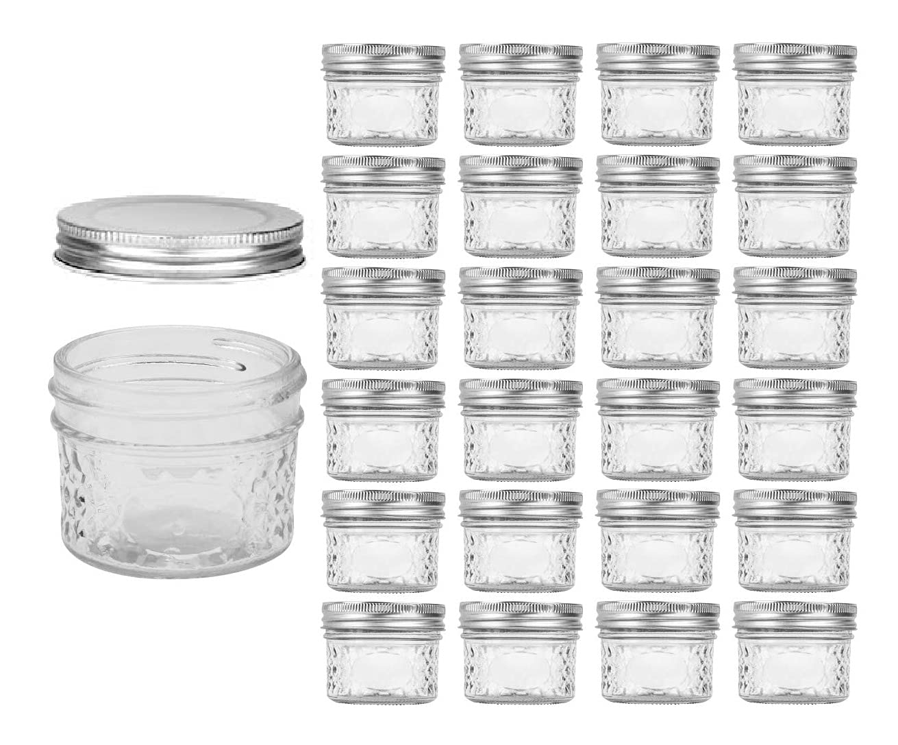 GINOYA BROTHERS 100 ml.Mini Mason Jars with Lids,Crystal Jars Ideal for Food Storage, Jam, Body Butters, Jelly, Wedding Favors, Baby Foods (24) (B09134WZ24) Amazon Price History, Amazon Price Tracker