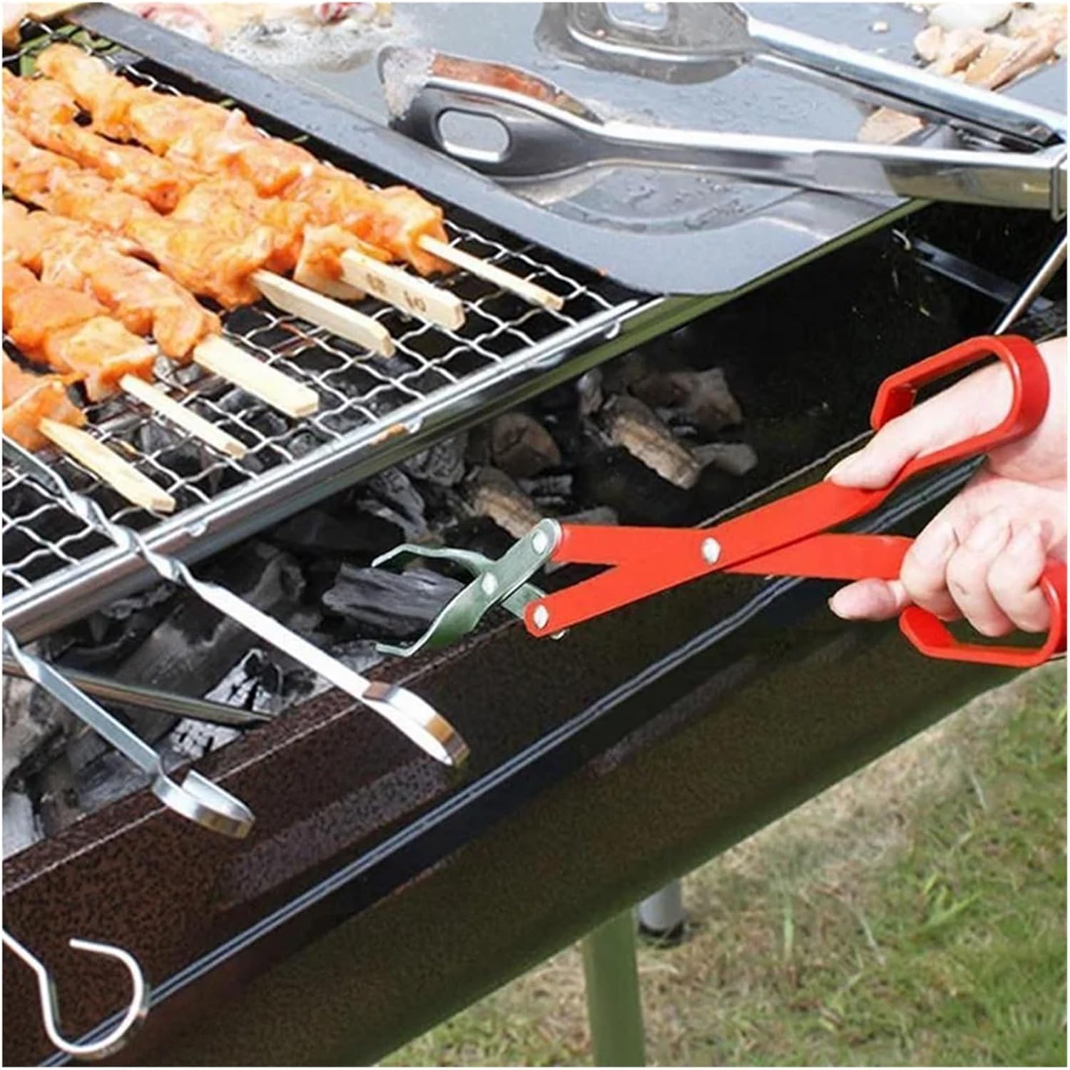 BBQ Charcoal Tong Barbecue Carbon Clamp Aluminum Plier Grilled Food Clip Portable Tongs Accessories Tool 50.8Cm for Fire Pit Bonfire Campfire Outdoor Indoor