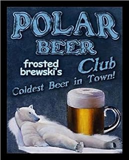 Framed Polar Beer Club by Robert Downs 20x16 Art Print Poster, College Poster, Beer, Cold ONE, BAR Image, Antarctica, Frosty Brew, Beer Lover Poster