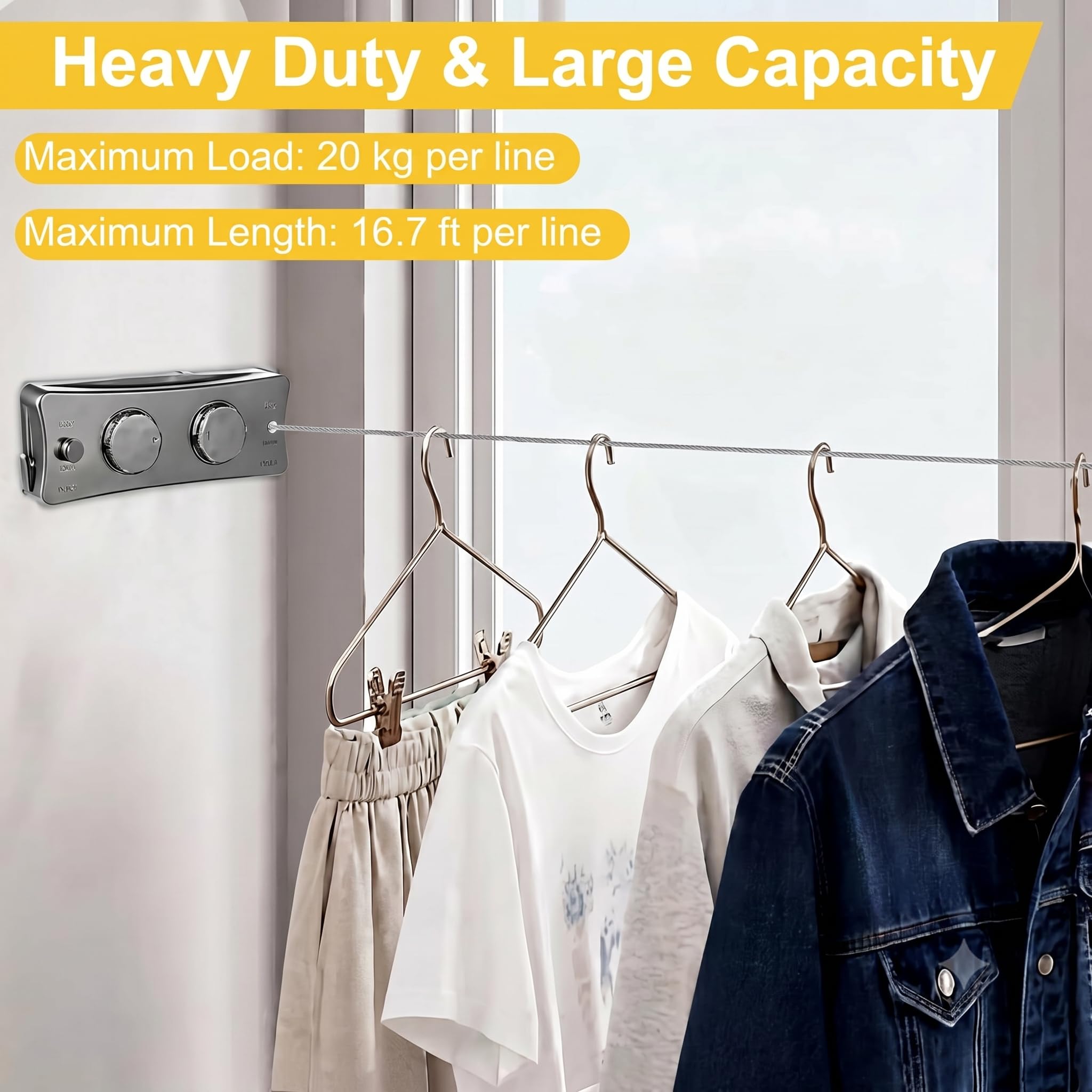 Retractable Clothesline - 40kg Capacity -7