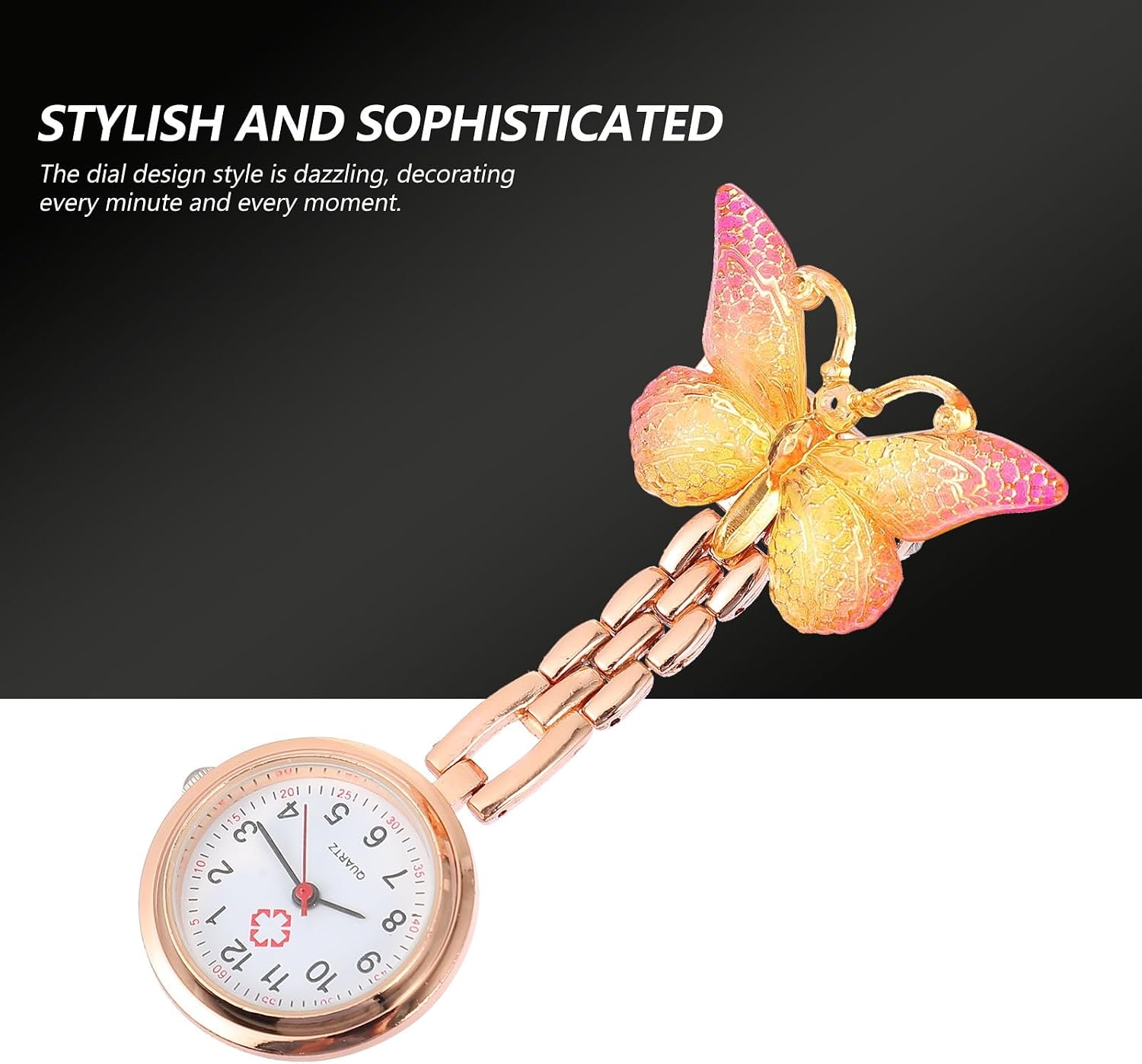 Abaodam Nursing Pocket Watch Hanging Quartz Floral Pattern with Second Hand for Women Nurses Students Examination Use