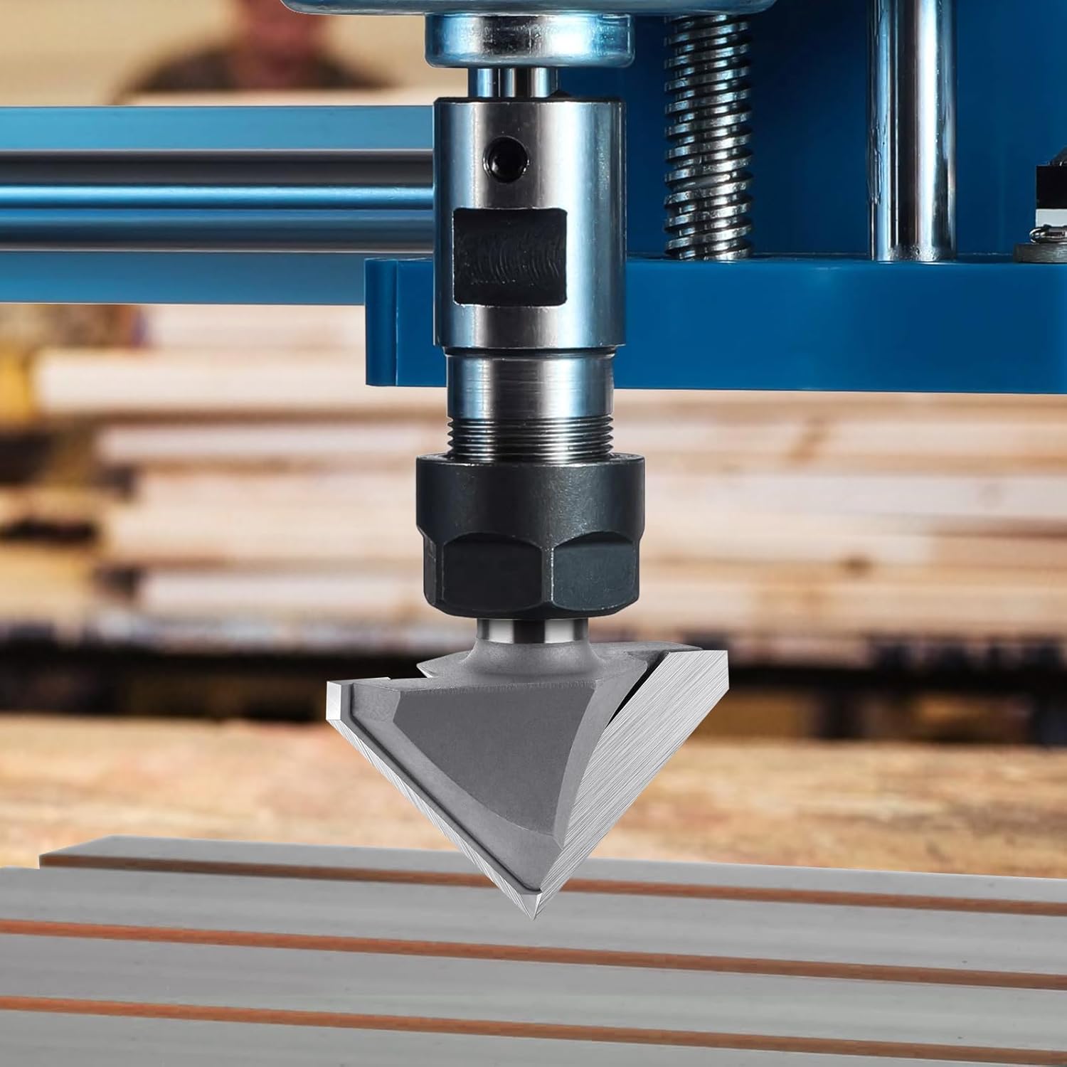 90 Degree V Bit 1/2" Shank, 2" Cutting Diameter Carbide Tipped V Groove Router Bit Wood CNC Router Bits for Grooving, Chamfering, Engraving