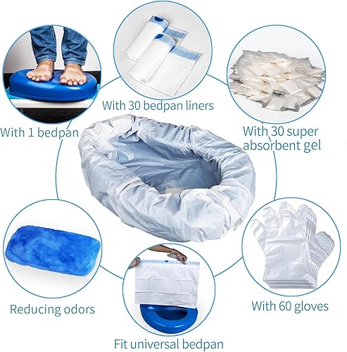 Miniatura 3 de Juego de 30 almohadillas absorbentes de gel y 30 forros desechables, bandeja de cama para mujeres mayores, bandeja de cama con forros y residuos