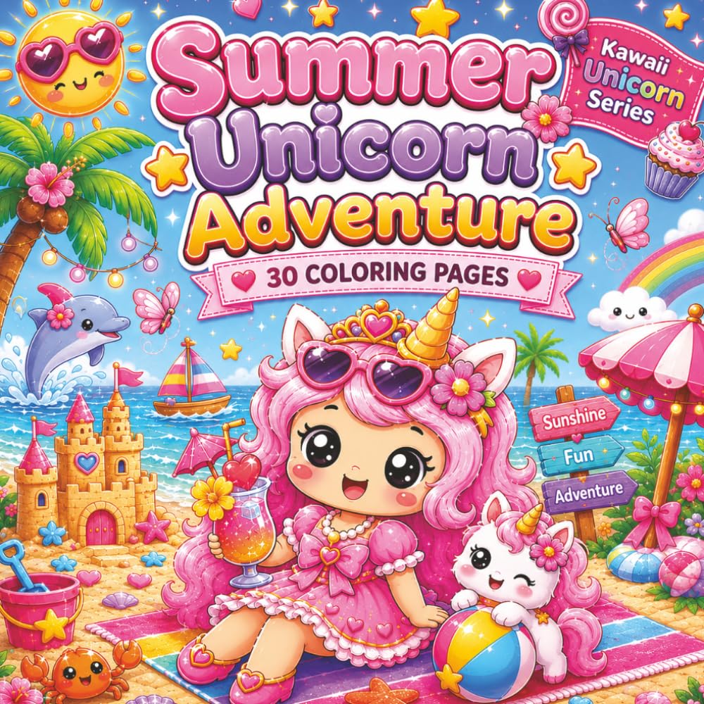 Summer Unicorn Adventure: Cute & Cozy Unicorn Coloring Book for Kids and Teens | Bold & Easy Magical Fantasy Pages for Relaxation and Fun (Kawaii Unicorn)