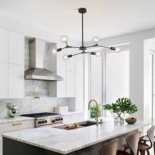 Miniatura 51 de KCO Lighting Modern Sputnik - Lámpara colgante de latón cepillado, lámpara industrial empotrada, lámpara colgante ajustable para sala de estar