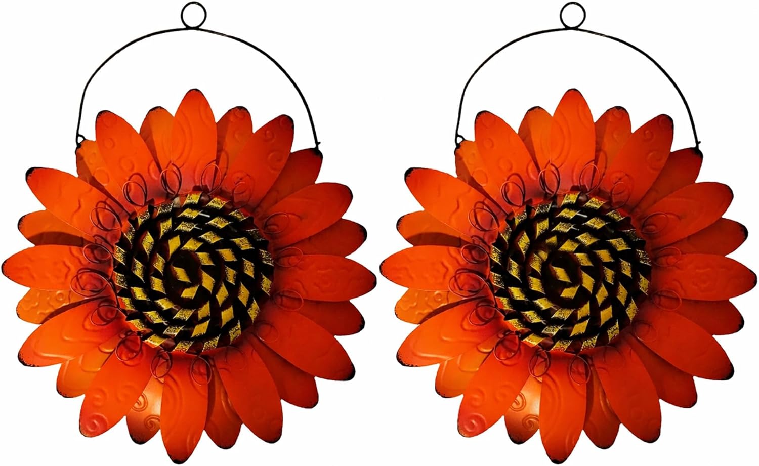 SeasonsEasy Set of 2 Metal Sunflower Wall Decor 11.5 Inch Layered Indoor Outdoor Garden Patio Wall Art