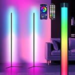 Corner Floor Lamp, 2 Pack RGB Corner Lamp with App/Remote/Button Control, Smart LED Floor Lamp with 16 Million DIY Colors & 68+ Scene, Music Sync for Living Room, Bedroom, Gaming Room
