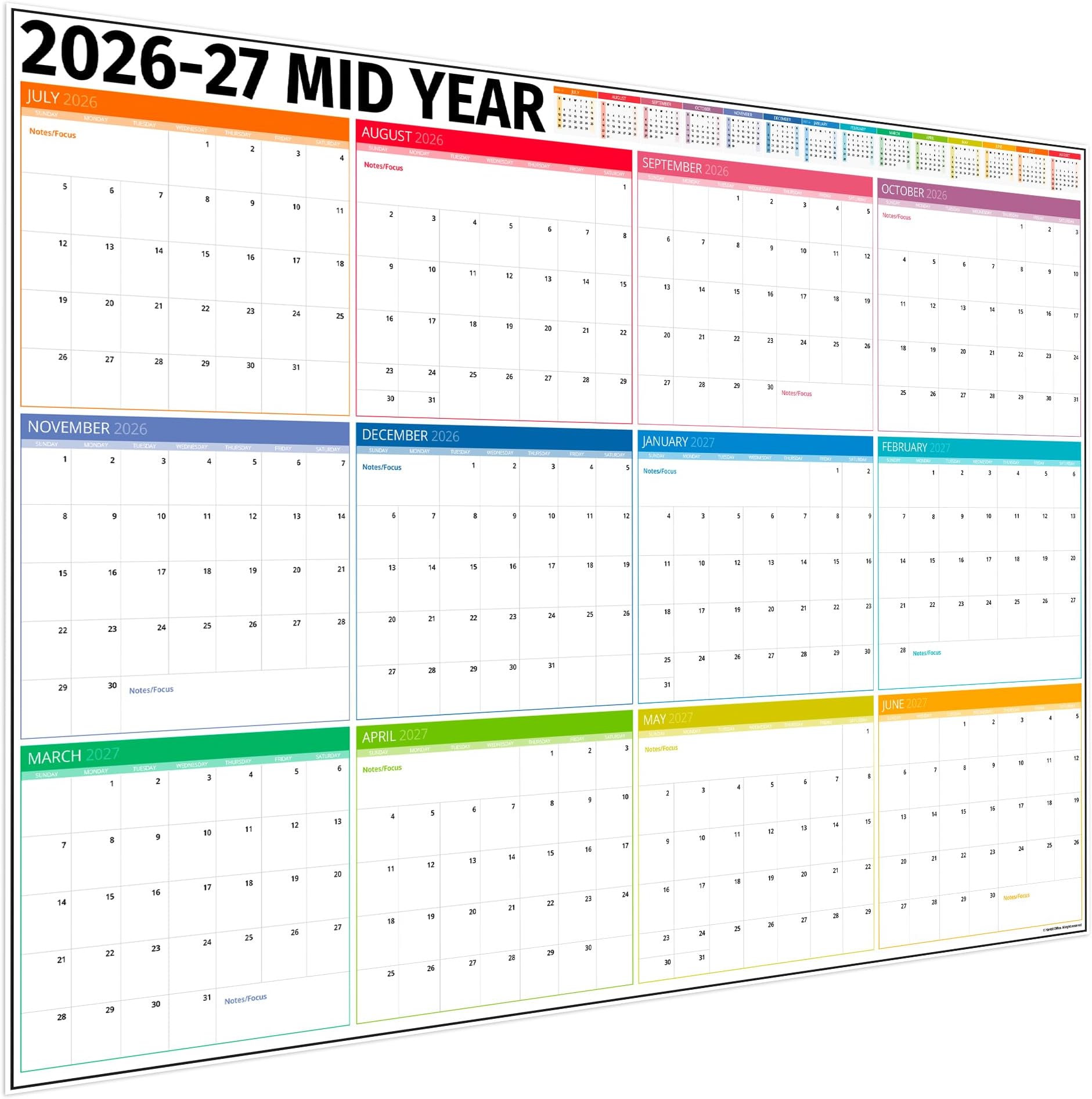 Hambli Academic Wall Planner 2024-2025 – Extra Large 84 x 60cm Mid Year Planner Wall Calendar – 24/25 School Planner For Teacher, Office, University Essentials – Folded Boxes Edition