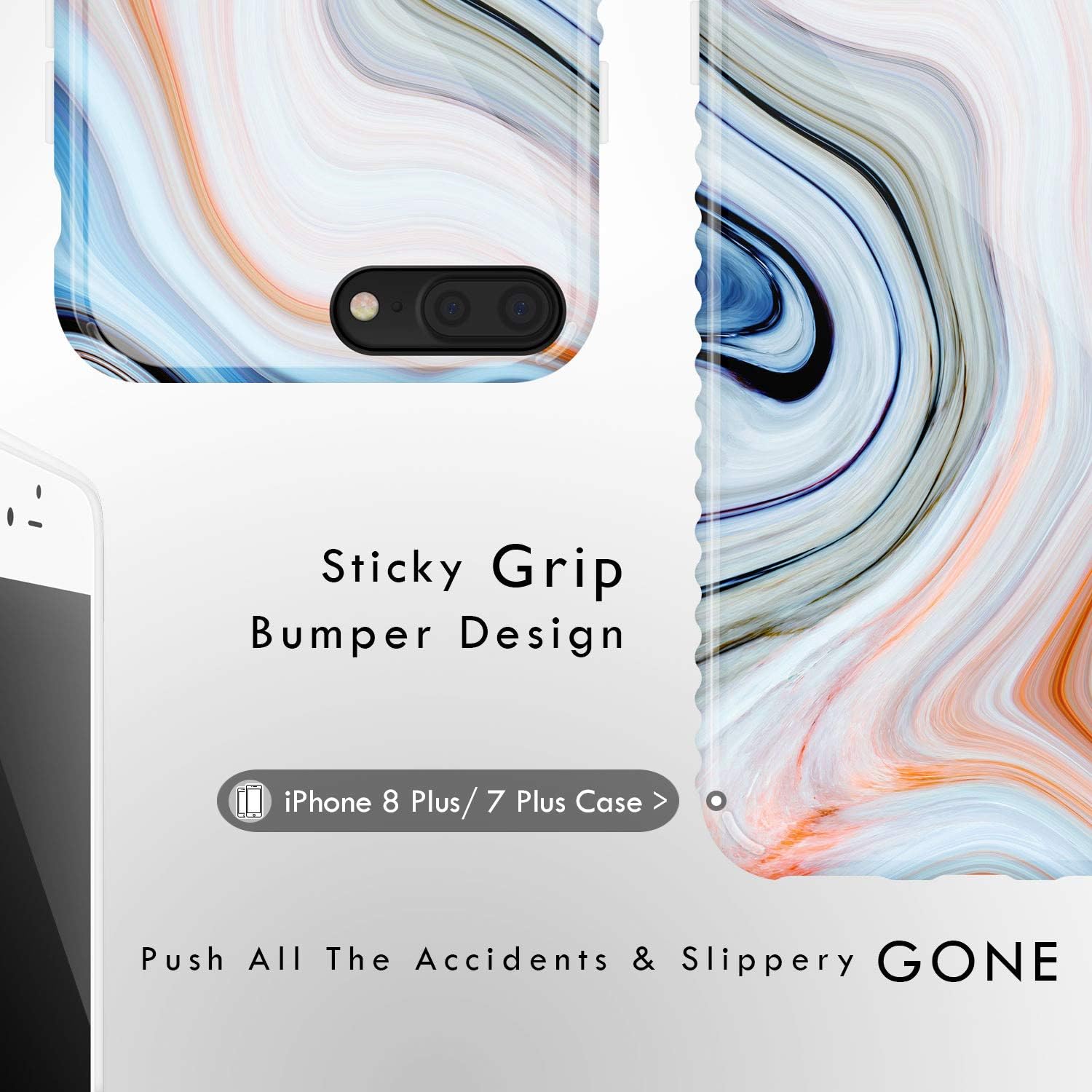 iPhone 8 Plus & iPhone 7 Plus Case Marble, Akna GripTight Series High Impact Silicon Cover with Full HD Graphics for iPhone 8 Plus & iPhone 7 Plus (Graphic 101985-U.S)
