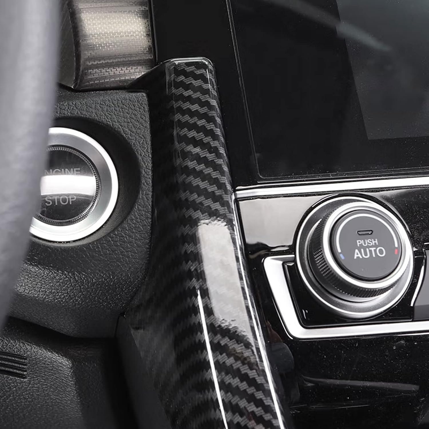 Car Accessories Center Console Gear Shift Panel Cover Trim Frame Cover Fit for Honda Civic 10TH Gen 2021 2020 2019 2018 2017 2016 ABS 1PC(Carbon Fiber Style)