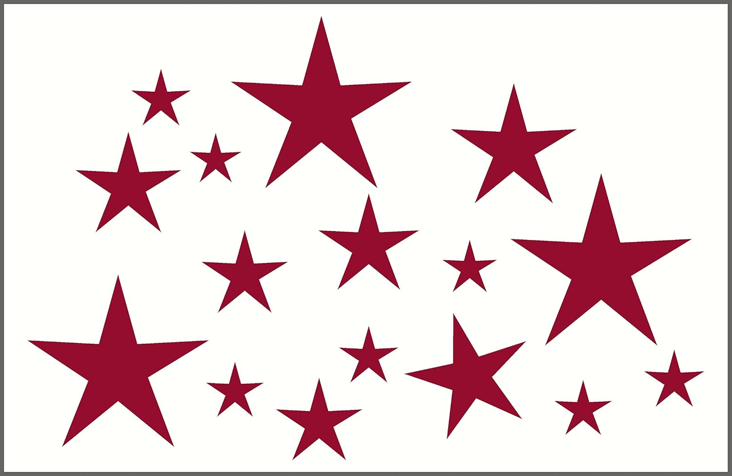 Variety Star Wall Vinyl Sticker Decal 16 pc 2in to 8in Peel-n-Stick by Wall Décor Plus More - Red