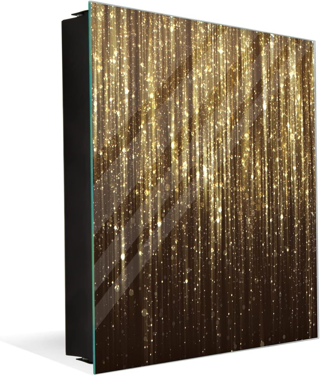 Concept Crystal Decorative Key Box with Magnetic Glass Dry-Erase Board KN08 Golden Waves Series