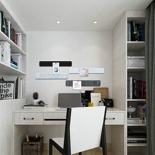 Miniatura 3 de Uoisaiko Barra de fieltro de 13 x 2 pulgadas, paquete de 8 tiras de tablón de anuncios con 40 pasadores, tableros de anuncios de notas de oficina en