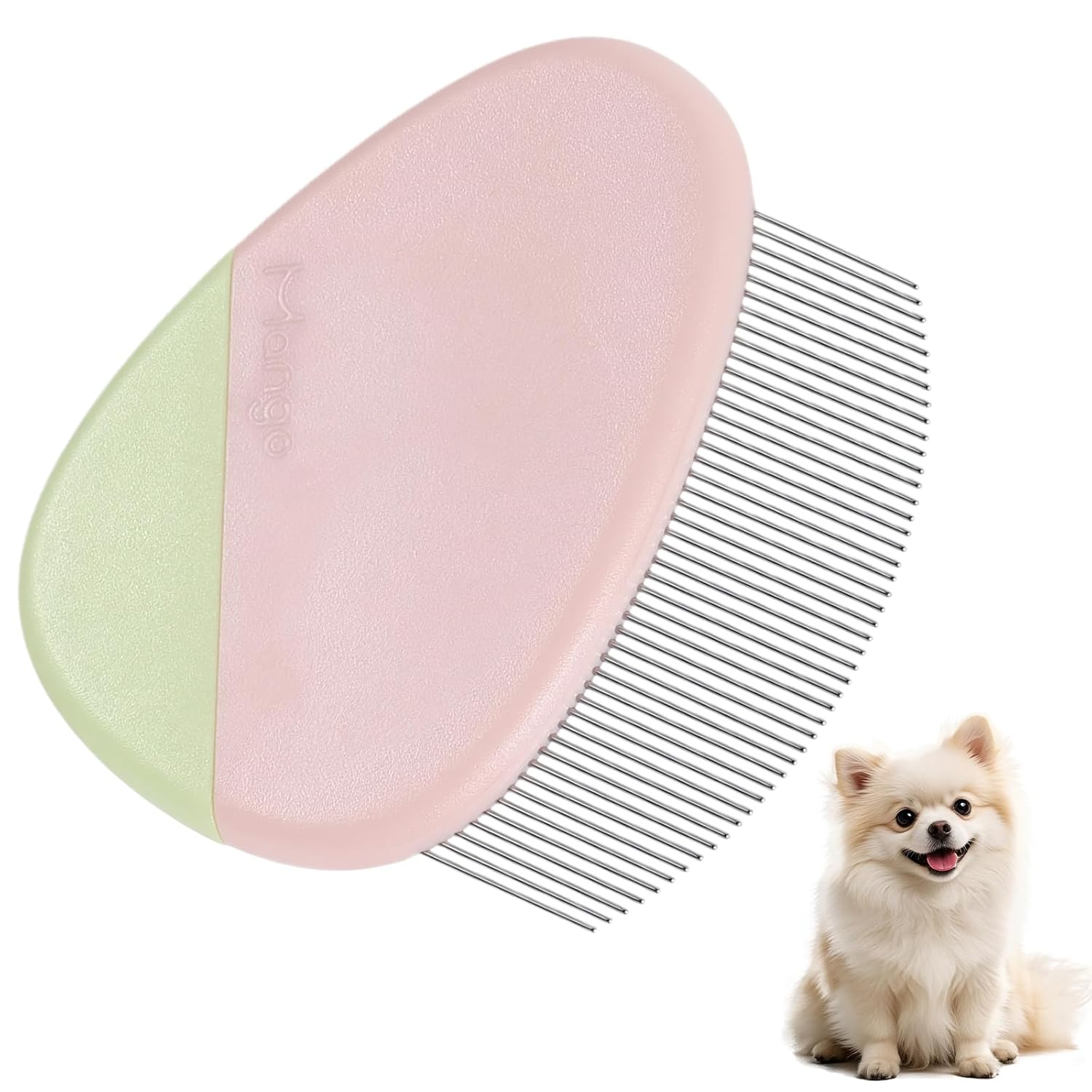 Psiriol Stainless Steel Dog Eye Comb - Gentle Flea & Tear Stain Remover for Yorkie, Shih Tzu, Maltese, Cats - Round-Tip Arc Teeth