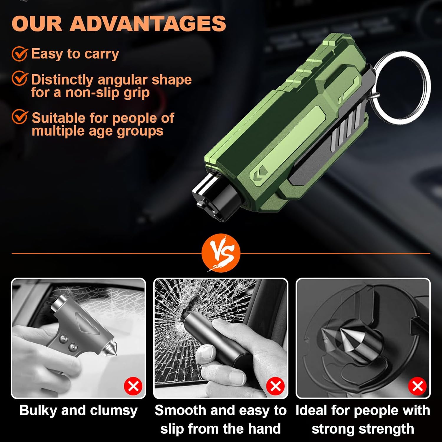 8PCS Car Window Breaker Seatbelt Cutter, Portable 2 in 1 Seatbelt Cutter and Window Glass Breaker Keychain Emergency Escape Tool for Cars (8 PCS)