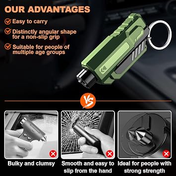 AUSTUFF 4PCS Car Window Breaker Seatbelt Cutter, Portable 2 in 1 Seat Belt Cutter and Window Breaker Keychain Emergency Car Escape Tool for Cars