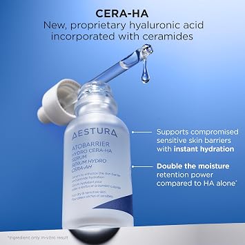 AESTURA ATOBARRIER365 Hydro CERA-HA Korean Face Serum with Ceramides, Hyaluronic Acid & Niacinamide | Lightweight Hydrating Serum for Barrier Repair & Glow For Dry & Sensitive Skin, 30ML / 1.01 fl.oz.